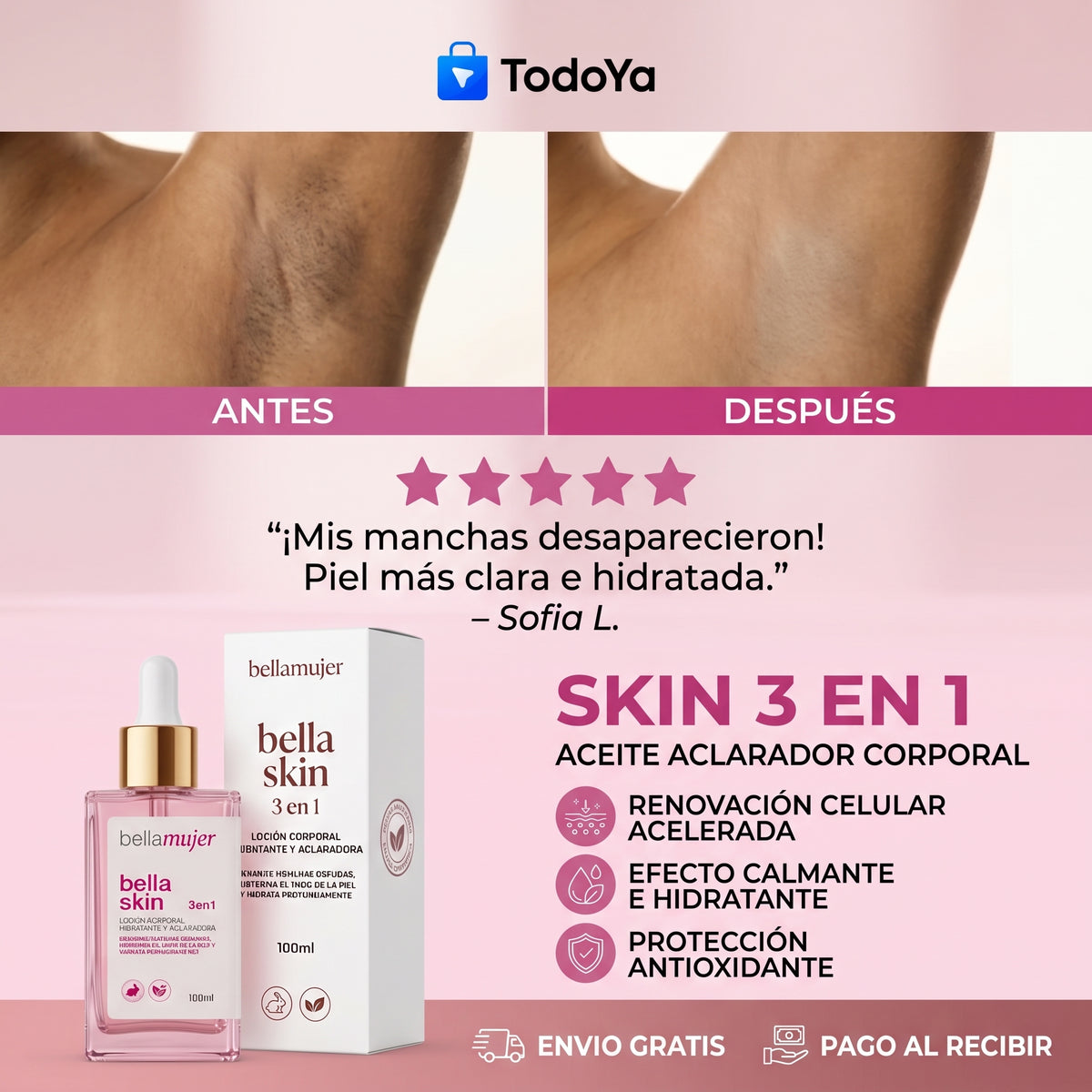 Bella Skin 3 en 1 – Loción Corporal Hidratante y Aclarante